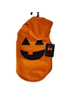 Buttons and Bones Size M Halloween Dog Fleece Hoodie With Pumpkin Face Costume